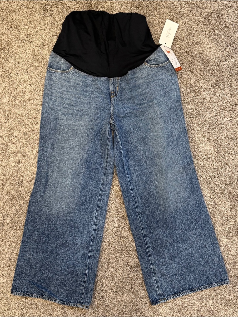 Isabel by Ingrid & Isabel Maternity Wide Leg Jeans Over Belly Panel Size 10 New